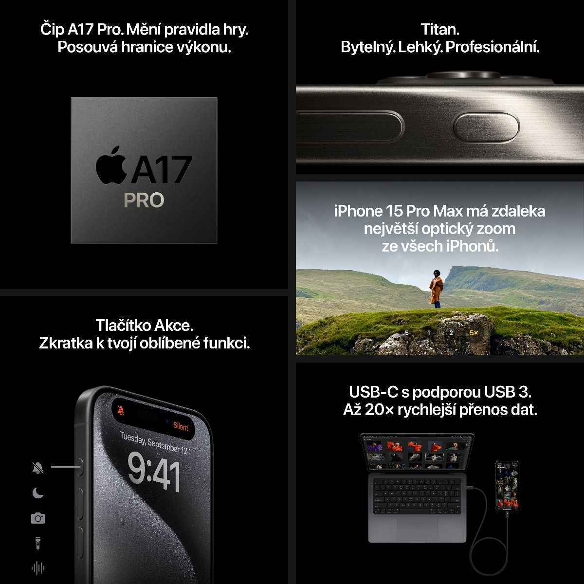 iPhone 15 Pro Max - přírodní titan