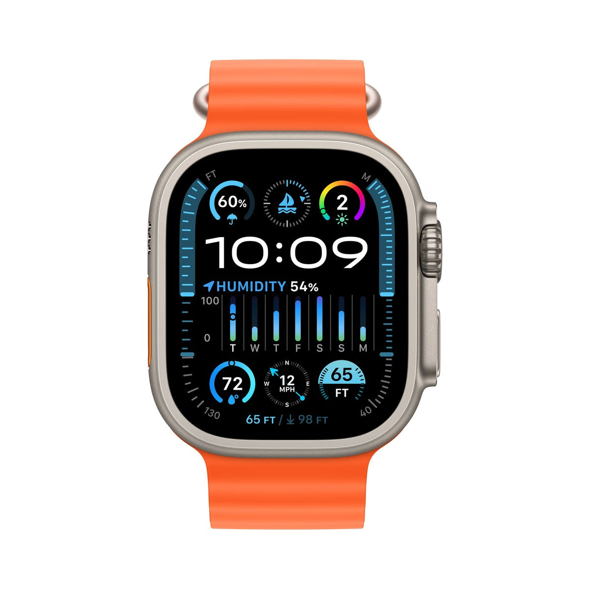Apple Watch Ultra 2 GPS + Cellular 49mm - Titanové pouzdro s oranžovým oceánským řemínkem