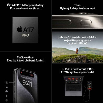 iPhone 15 Pro Max - přírodní titan